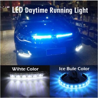 ใหม่ สายไฟเลี้ยว LED DRL 12V สีขาว สีฟ้าน้ําแข็ง สว่าง ยืดหยุ่น สําหรับรถยนต์ รถจักรยานยนต์