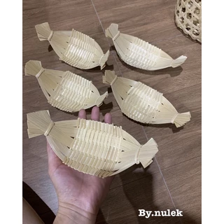 ที่ใส่ขนม ใส่ผลไม้ สานจากไม้ไผ่ ทรงเรือน่ารัก ใส่ขนม ใส่ผลไม้ จัดเบรคน่ารักๆค่ะ