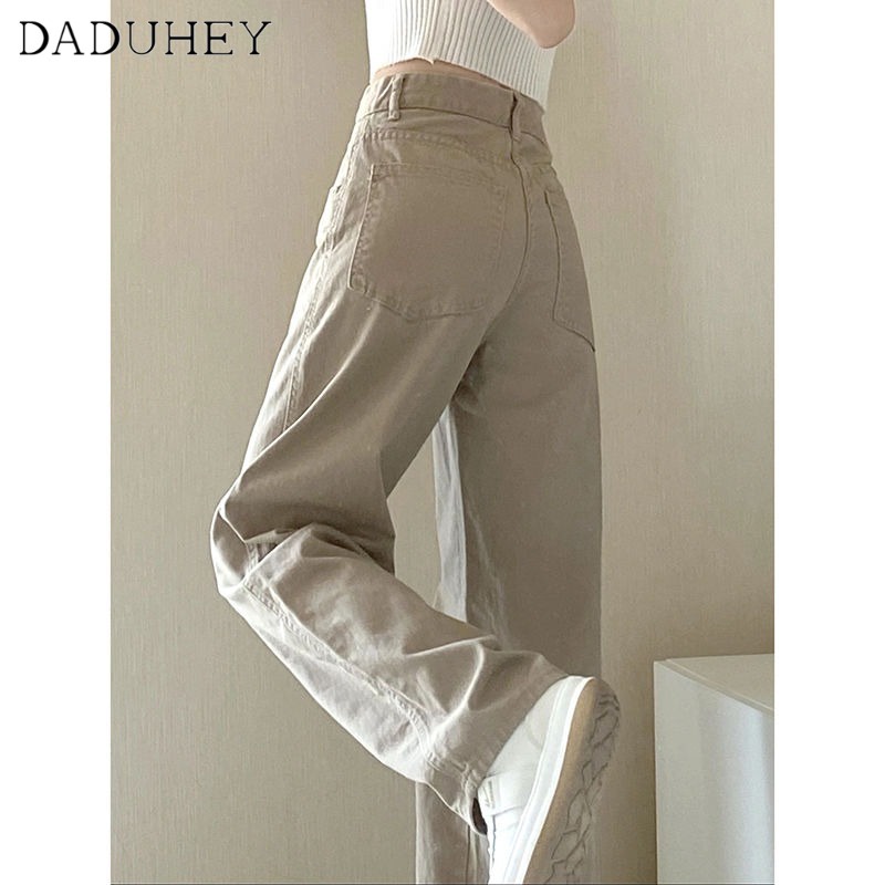 Daduhey กางเกงยีนขากว้าง เอวสูง ทรงหลวม 6 สี สําหรับผู้หญิง