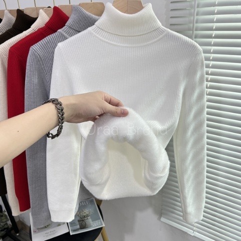 อก 38-44 / 7 สี เสื้อแขนยาวบุขน เสื้อคอเต่าบุขน กันหนาวติดลบ สเวตอร์ไหมพรม รุ่น TurtleNeck BT - รูปที่ 3