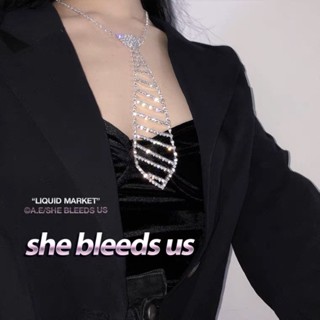 🔥Sale🔥โชคเกอร์รูปเน็กไทประดับเพชร Diamond Necktie Choker พร้อมส่ง