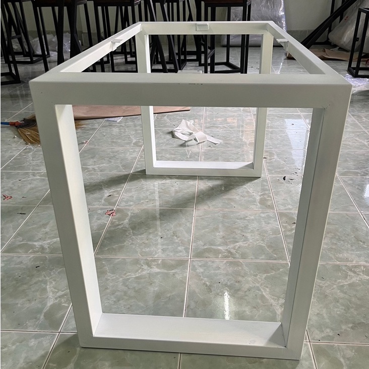 Pradoo'Siam ขาโต๊ะเหล็ก ขาโต๊ะสไตล์ล๊อฟท์ ทรงสี่เหลี่ยมติดคาน (1ตัว) สีขาว กันสนิม ทำจากเหล็กกัลวาไน