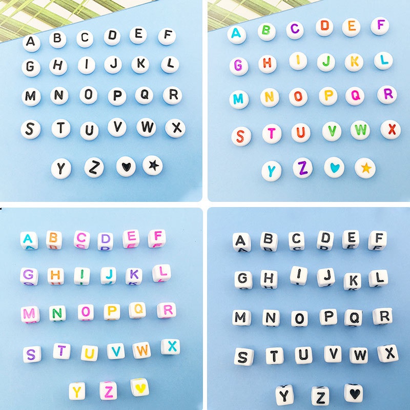 ลูกปัดอะคริลิค ลายตัวอักษรภาษาอังกฤษ 6 มม. 26 ตัว พลาสติก สีดํา และสีขาว สําหรับทําเครื่องประดับ 100 ชิ้น