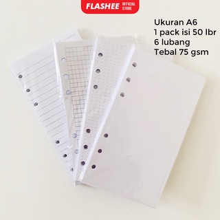 Flashee Loose Leaf A6 Grid Binder กระดาษ A6 เนื้อหาไฟล์แหวน Binder กระดาษ A6
