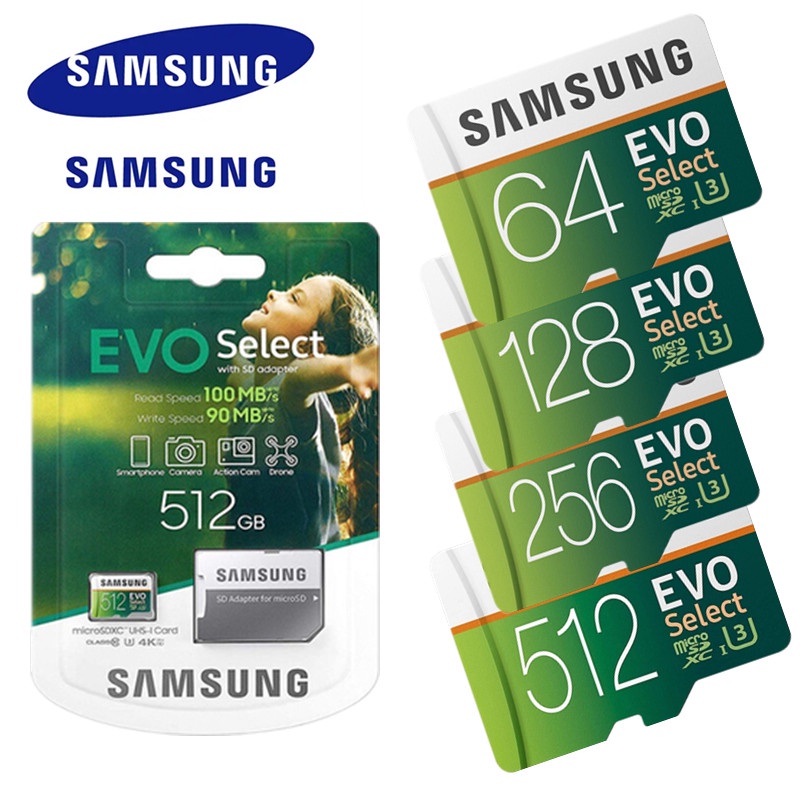 SAMSUNG การ์ดหน่วยความจํา Micro SD TF ความเร็วสูง 512GB 256GB EVO Plus 64GB