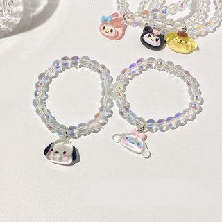 เครื่องประดับ สร้อยข้อมือ จี้ลูกปัดเรซิ่น รูปการ์ตูนสุนัข และหมี สีสันสดใส แฟชั่นสําหรับผู้หญิง