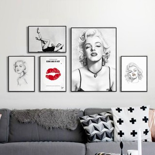 ภาพวาดผ้าใบ Marilyn Monroe ไร้กรอบ สําหรับตกแต่งบ้าน