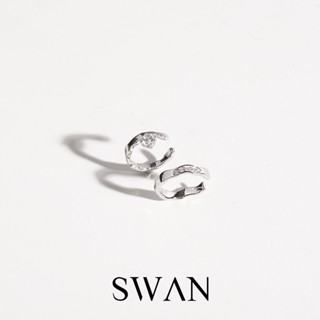 SWAN - Diamond Set Cuff เซ็ทต่างหูเงินแท้หนีบ ไม่ต้องเจาะ ฝังเพชรคิวบิกเซอร์โคเนีย cubic zirconia