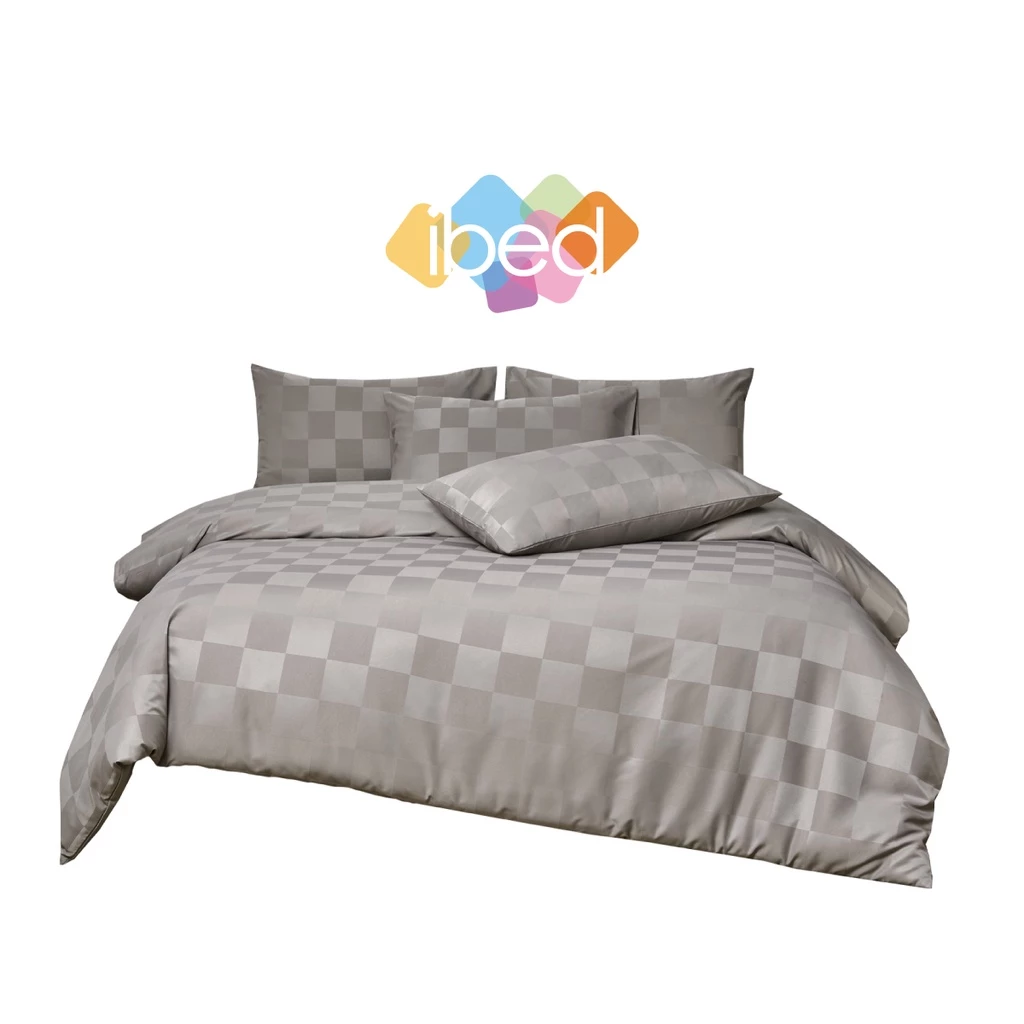 ibed ชุดผ้าปูที่นอนทอลายครบเซ็ท Softex Satin (ทอลายตาราง) Hazelnut - CHECKERD COLLECTION thumbnail 3