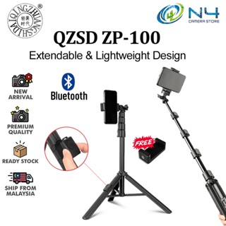 Qzsd ZP100B ขาตั้งกล้อง และ Monopod สําหรับสมาร์ทโฟน กล้อง ขนาดกะทัดรัด พร้อมรีโมตบลูทูธ [ฟรีที่วางสมาร์ทโฟน] ZP-100B