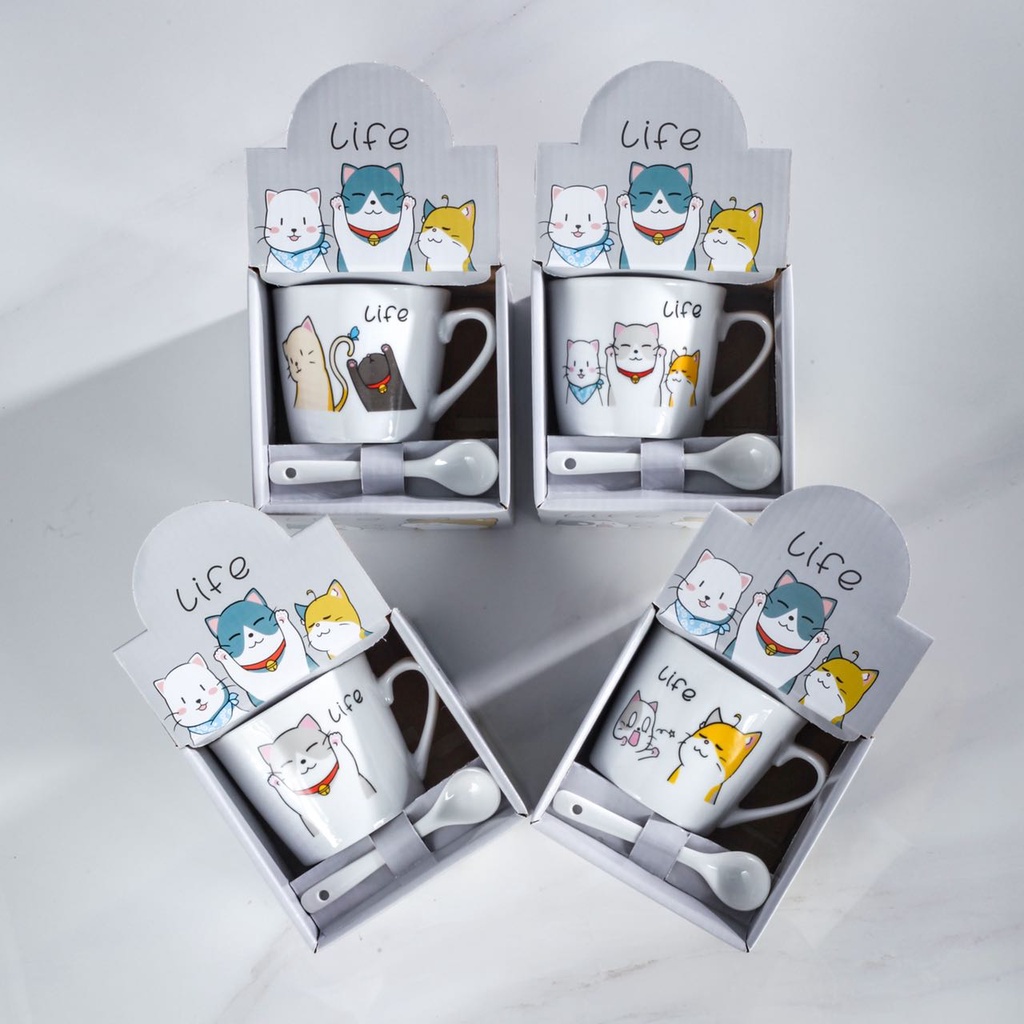 แก้วกาแฟ งานเซรามิค เหมาะกับชาวออฟฟิตนักเรียนนักศึกษา ของขวัญ ลายม้าโพนี่ +ช้อนต้าว สวยๆ3มิติดูดีน่ารัก