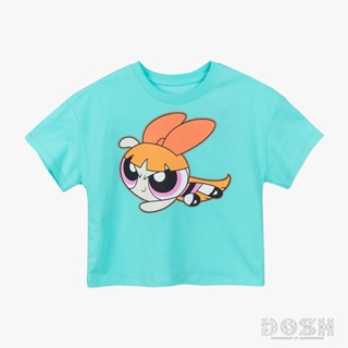 DOSH GIRLS CROPPED T-SHIRTS POWERPUFF GIRLS เสื้อยืดทรงครอป เด็กผู้หญิง DPGGT1000-GR