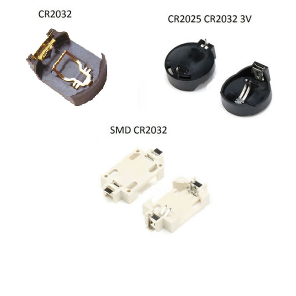 รางถ่านกระดุม CR2032 battery holder CR2025/CR2032 universal battery holder 3V button battery holder