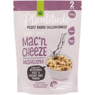 Woolworths Plantitude Mac &amp; Cheese Mushroom 200g. วูลเวิร์ธส์แพลนติจูดแมคแอนด์ชีสเห็ด 200กรัม