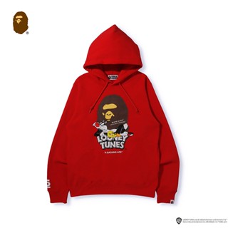 Bape x LOONEY TUNES เสื้อกันหนาว มีฮู้ด พิมพ์ลายหัวแมวมรกต นกขมิ้น สําหรับผู้ชาย