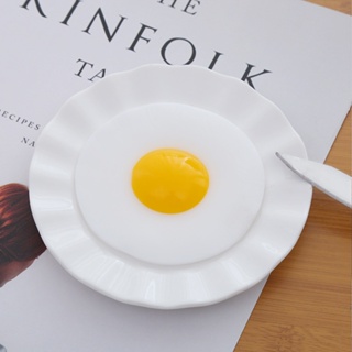 ไข่แดง ไข่เจียว ปลอม Japanese egg yolk ยางนุ่ม sun egg omelette TPR soft rubber toy prop แกล้งคน prank