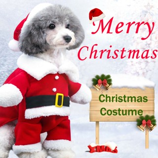 สัตว์เลี้ยงเครื่องประดับ Christmas Pet Santa Claus Suit Costumes Dog Cats Jumpsuit Clothes