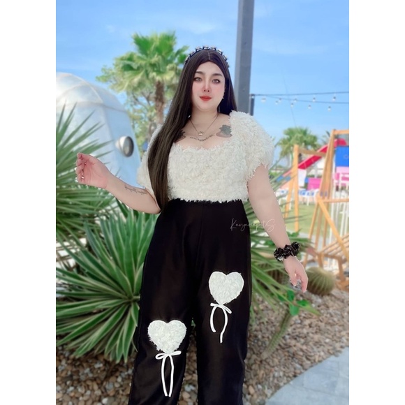 ชุดเซ็ต ชุดเซตสาวอวบ เสื้อกุหลาบ3D +กางเกงขายาวสาวอวบ ( 2ชิ้น เสื้อ+เกง)พรีออเดอร์  465Thailand