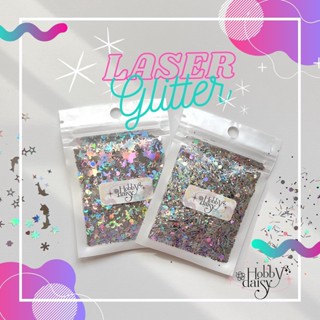 Laser Glitter // กลิตเตอร์แบบบางสีเงินเลเซอร์สะท้อนแสงวิบวับ