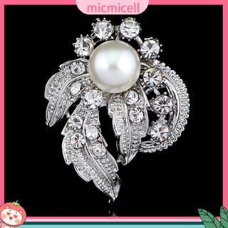 (micmicell) ของขวัญเครื่องประดับเจ้าสาวเข็มกลัดชุบเงินดอกไม้คริสตัล faux
