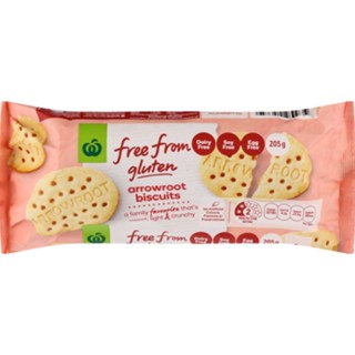 Woolworths Free From Gluten Arrowroot Biscuit 250g.  วูลเวิร์ธส์ปราศจากกลูเตนแอร์โรว์รูทบิสกิต 250กรัม