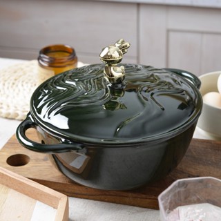 Little happiness (a deer has you) 20cm relief enamel pot stew pot soup pot household uncoated deep non stick pot