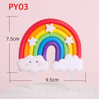 🌈 ป้ายปักเค้กสายรุ้ง ป้ายสายรุ้งก้อนเมฆ ป้ายก้อนเมฆ ป้ายแต่งเค้กสายรุ้ง ขนาดใหญ่🌈