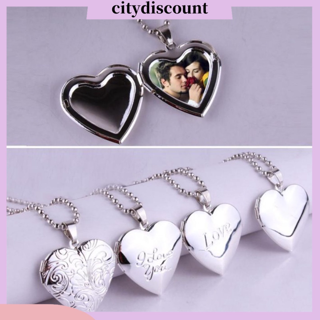 <Citydiscount> สร้อยคอ จี้ล็อกเก็ต รูปหัวใจ เปิดได้ สําหรับวันครบรอบ