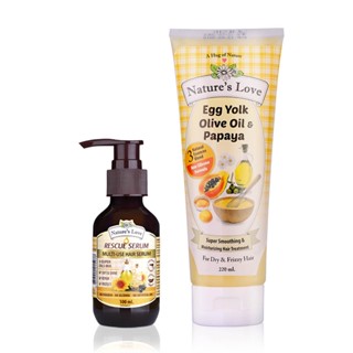 {เซ็ตคู่ใจผมสวย} เซรั่มตัวท็อป! Natures Love Rescue Serum + ทรีทเม้นท์ปราบผมเสีย! Smoothing &amp; Moisturizing Hair Treatme