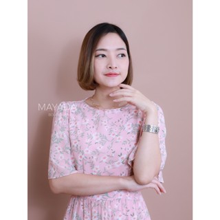 เดรสยาวลายดอกสีชมพู BRAND MAYADA BOUTIQUE #F06