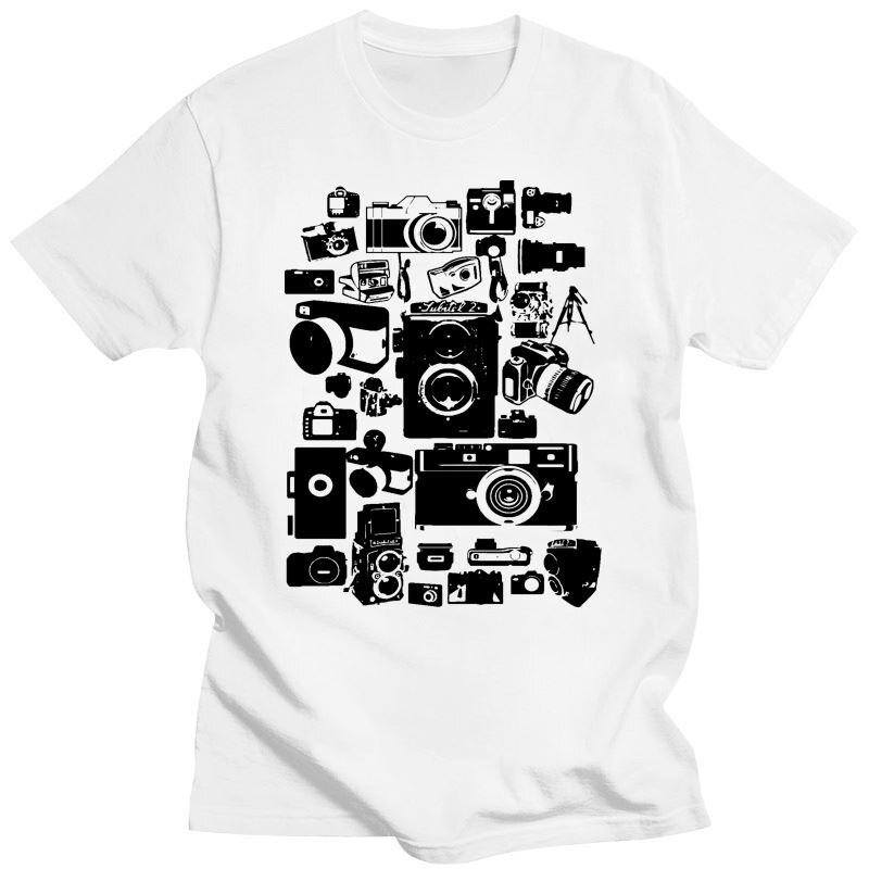 ใหม่ Q กราฟิกสีดำกล้องช่างภาพ T เสื้อผู้ชายที่ไม่ซ้ำกันการออกแบบ S-5XL Plus ขนาดเสื้อ