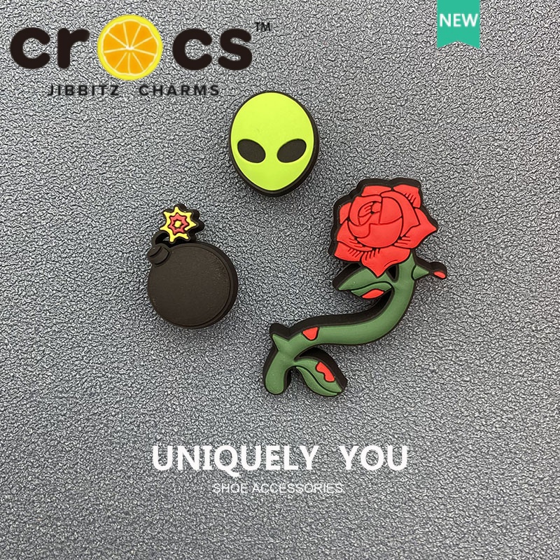jibbitz crocs charms แท้ ตัวติดรองเท้า อุปกรณ์เสริม จี้รูปดอกกุหลาบ สําหรับตกแต่ง crocs DIY