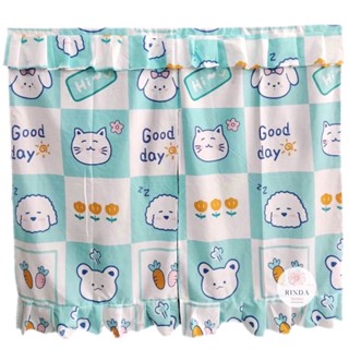 ผ้าม่านหน้าต่าง 2 บาน ลายการ์ตูน ผ้า Cotton 100% ขนาด กว้วง 160 ยาว 140 ซม. ม่านบานคู่ ผืนใหญ่ มีเชือกผูกทุกบาน
