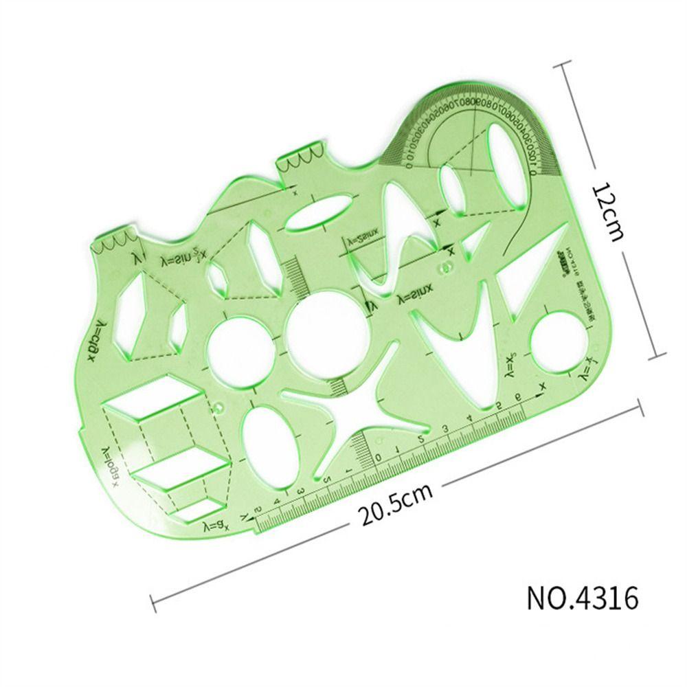 โคเวน ไม้บรรทัดแม่แบบอุปกรณ์สํานักงานโปร่งใสเครื่องมือวัดวงกลมรูปไข่สีเขียวไม้บรรทัดเรขาคณิต - รูปที่ 4