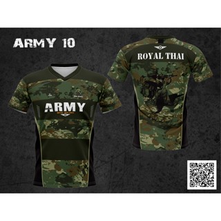 เสื้อยืดทหาร ARMY-10 เสื้อซับทหาร ผ้าไมโคร คอวี แขนสั้น พิมพ์ลายในตัว