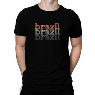 เสื้อยืด พิมพ์ลาย Brazil ย้ํา สไตล์ย้อนยุค สําหรับผู้ชาย