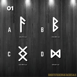 01สติกเกอร์อักษรรูน RUNES อักษรรูนิก แต่งรถยนต์ มอเตอร์ไซค์ คอมพิวเตอร์ แล็ปท็อป