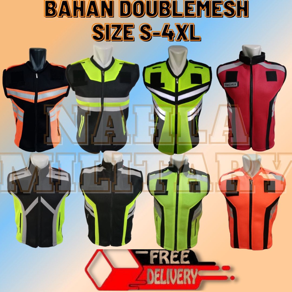 STABILO Hitam MERAH ใหม่ล่าสุด SECURITY VEST/POLOS VEST/TOURING MOTORCYCLE VEST/THICK DOUBLEMESH MAT