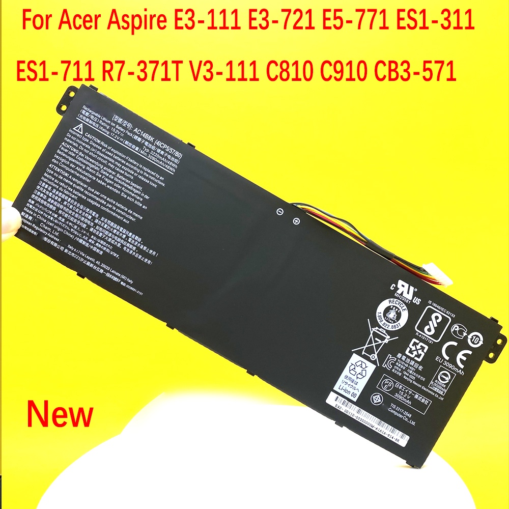 New AC14B8K  For Acer Aspire E3-111 E3-721 E5-771 ES1-311 ES1-711 R7-371T V3-111 C810 C910 CB3-571 L