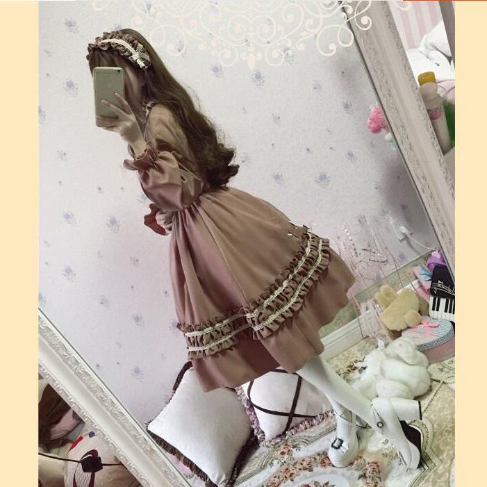 Victorian medieval Gothic Lolita Dress Women Vintage Long Sleeve Retro Temperament  Tea Party Sweet Lolita Dress #4