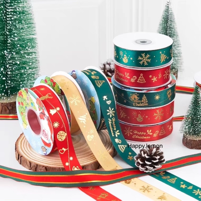 •พร้อมส่ง•ริบบิ้นคริสต์มาส โบว์คริสต์มาส ริบบิ้นซานตาคลอสMerry Christmas ริบบิ้นเทศกาลคริสต์มาส โบว์ตกแต่งChristmas