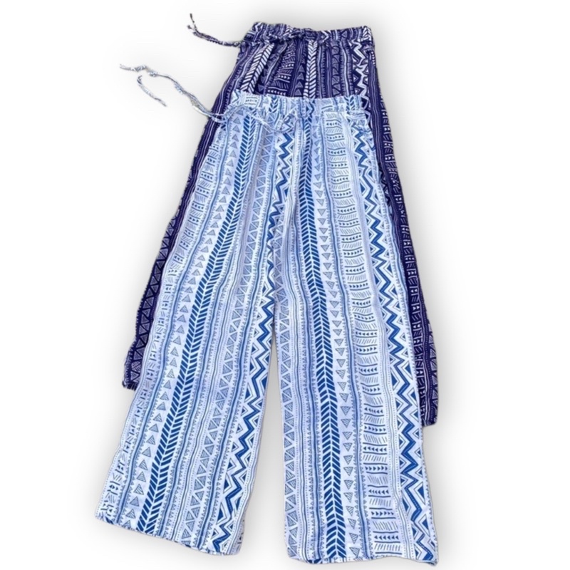 BOHIEPANTSขายาวผ้าสปันรุ่นใหม่เอวสูง