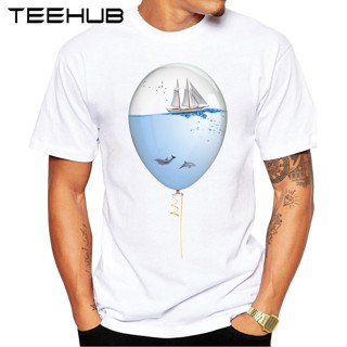 เสื้อยืด Camiseta de Sealoon para hombre, camisa con estampado de mar en un globo, divertida, básica de manga corta, gra