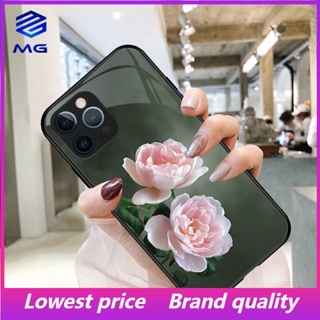 Mg TIKTOK เคสโทรศัพท์มือถือกระจกนิรภัย ลายดอกกุหลาบ สําหรับ iPhone 14 14max 14promax 13 13Pro 13Promax 12ProMax 11 7plus 8plus XR XS X XSMAX 11ProMax 11pro 12 12pro