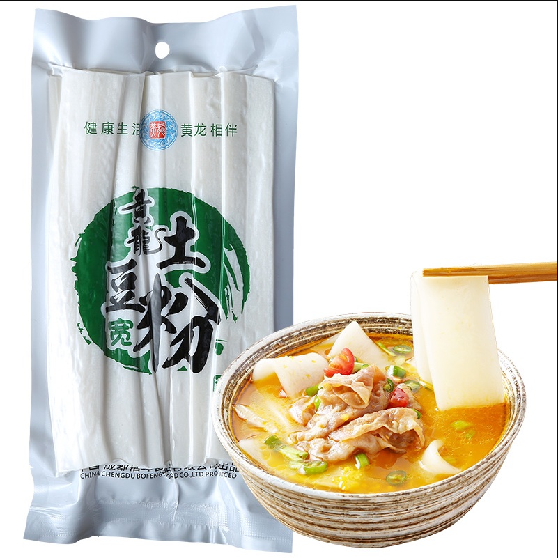 เส้นหนึบมันฝรั่ง เส้นแบนใหญ่ เล้นเล็ก เหนียว นุ่ม อร่อยสไตล์จีน มีให้เลือก 2 แบบ 黄龙 土豆 200g malamart