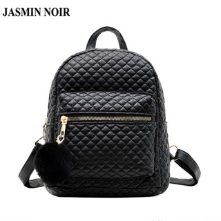 Jasmin NOIR กระเป๋าเป้สะพายหลัง กระเป๋านักเรียน ลายสก๊อต แต่งพู่ สําหรับผู้หญิง