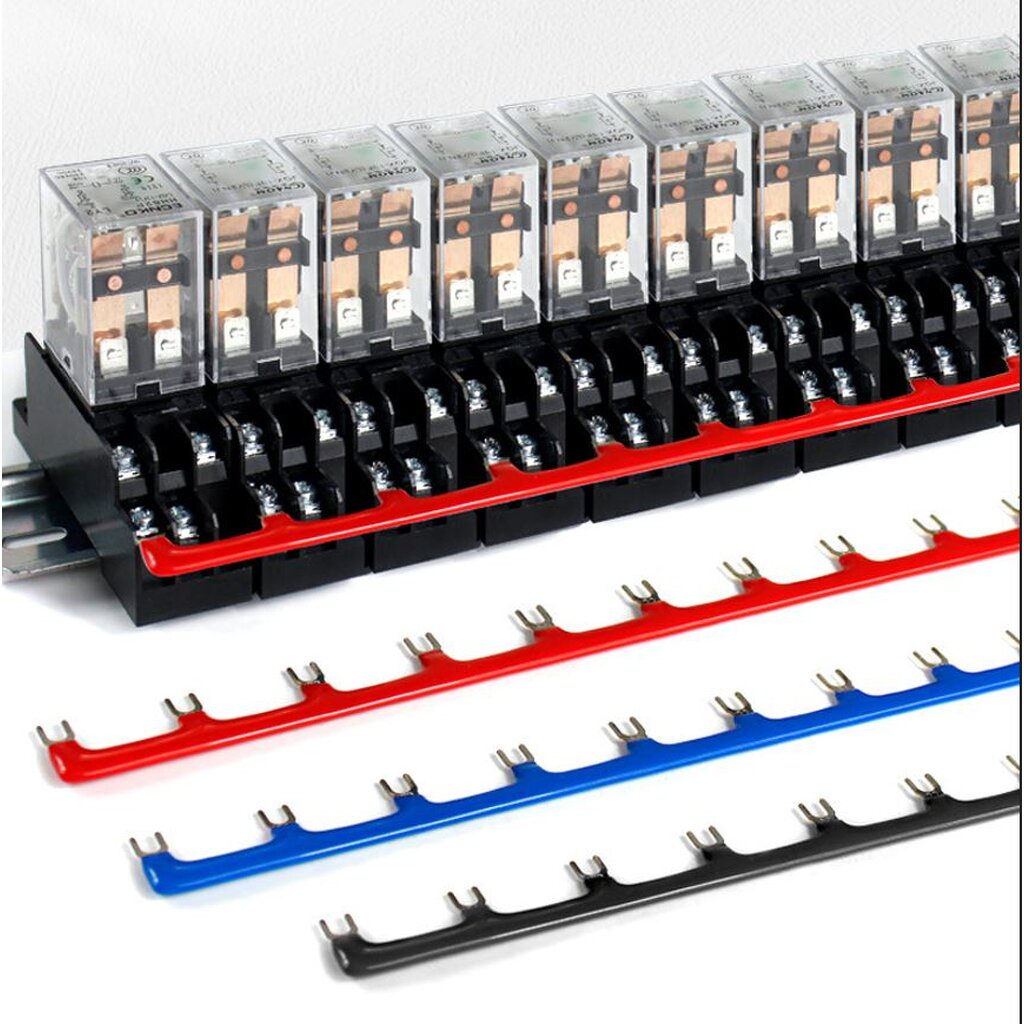 จั้มเปอร์ เชื่อมต่อ สำหรับฐานรีเลย์ Short Bar Jumper For Relay Socket 10 ช่อง (สีแดง) HH52P/HH54P/HH