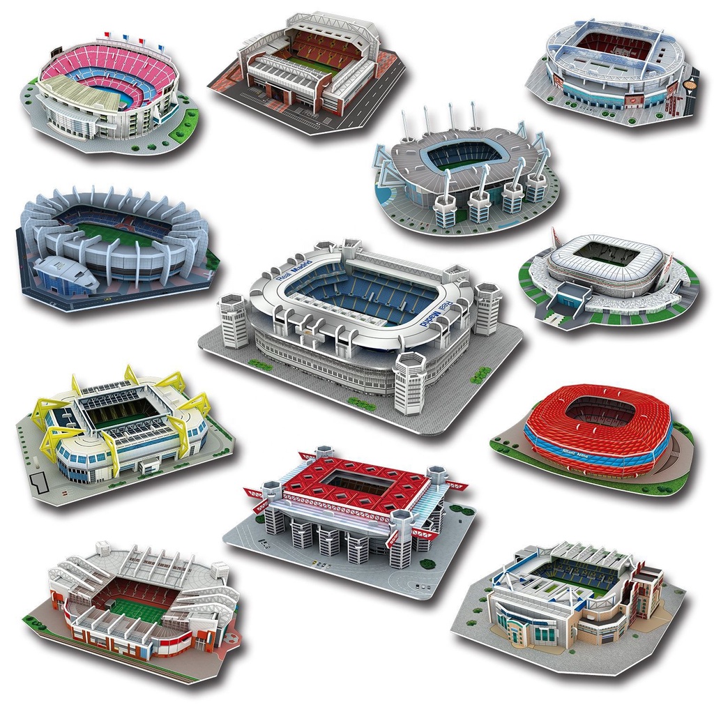 Soccerwe Soccer Field ปริศนา 3D ค่ายสะพาน Stamford Nou Emirates San Siro Stadium ประกอบเอง