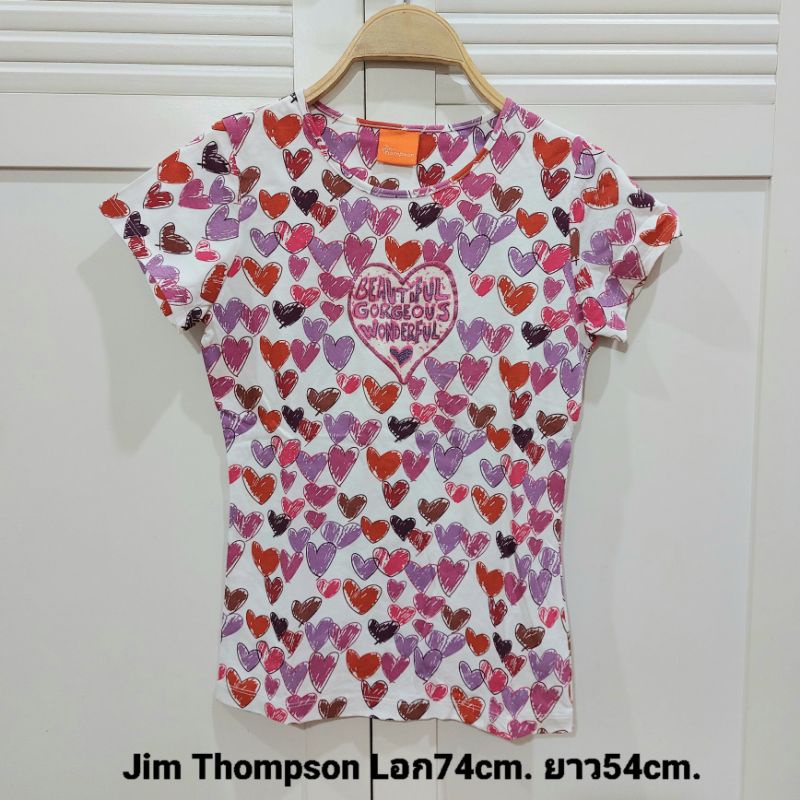 เสื้อเด็ก Jim Thompson แท้100% ลายหัวใจอกสกรีนวิ้งๆน่ารักสุดๆไซส์ Lอก74cm. ยาว54cm