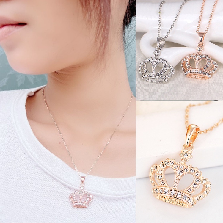 สร้อยคอ สร้อยคอโซ่จี้มงกุฎคริสตัล เครื่องประดับ ผู้หญิงและผู้ชาย N83